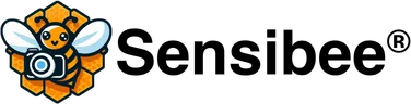 Sensibee logo of a bee holding a camera