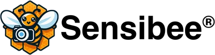 Sensibee logo of a bee holding a camera