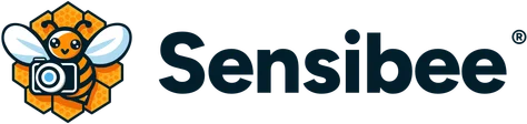 Sensibee logo of a bee holding a camera
