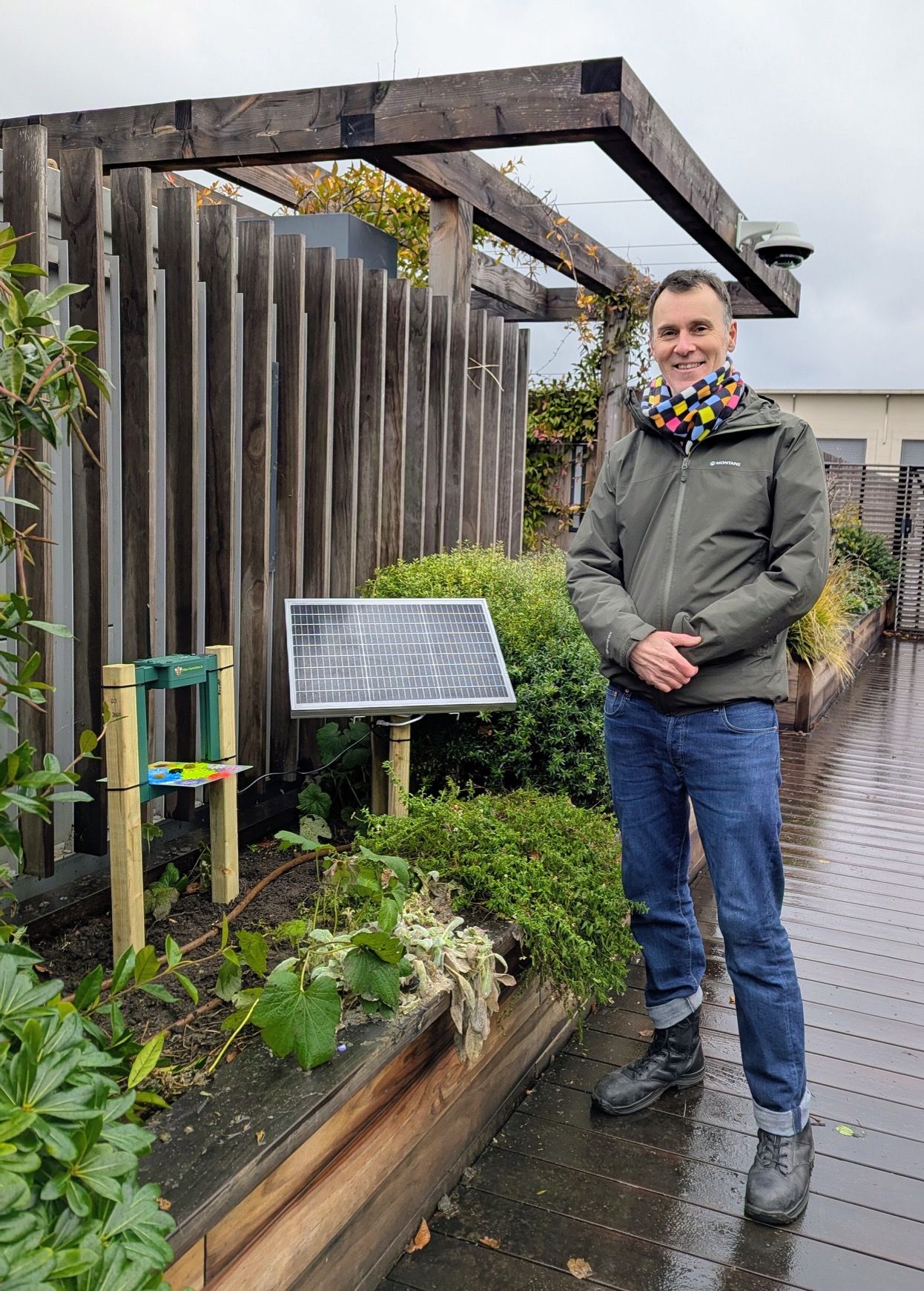 Sensibee team deploying pollinator monitoring system on King's Cross rooftop garden